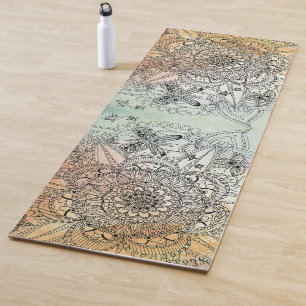 Modern Colourful Intricate Mandala Butterfly Yoga Mat