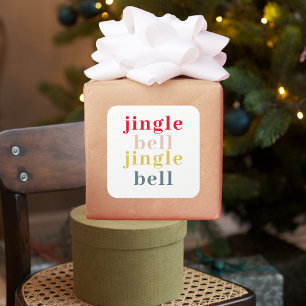 Modern Colourful Jingle Bell Jingle Bell Square Sticker