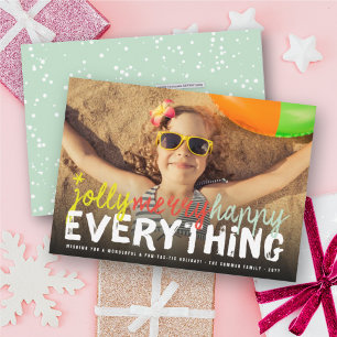 Modern Colourful Jolly Merry Happy Everything Holiday Card