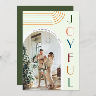 Modern Colourful Joyful Arch Family Photo Christma Holiday Card
