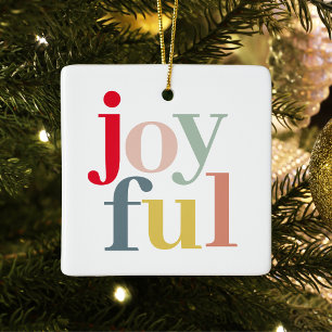 Modern Colourful Joyful Christmas Holiday Gift Ceramic Ornament