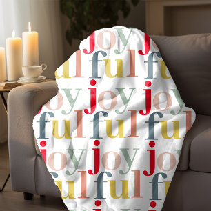 Modern Colourful Joyful Christmas Holiday Gift Fleece Blanket
