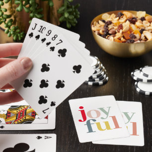 Modern Colourful Joyful Christmas Holiday Gift Playing Cards