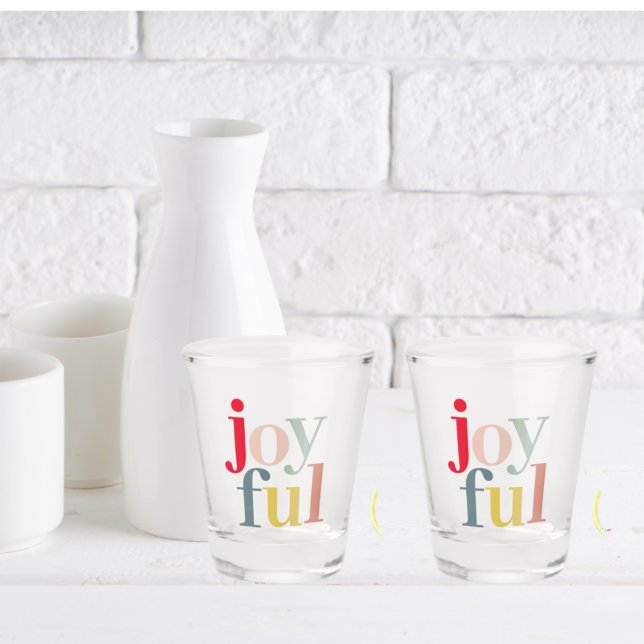 Modern Colourful Joyful Christmas Holiday Gift Shot Glass (Creator Uploaded)