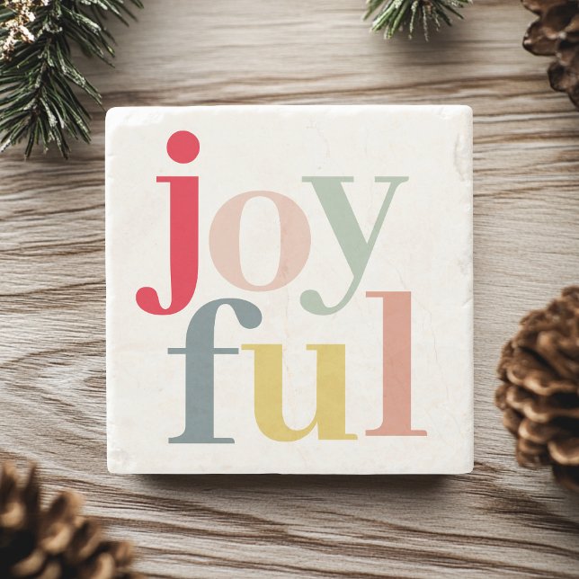 Modern Colourful Joyful Christmas Holiday Gift Stone Coaster (Creator Uploaded)