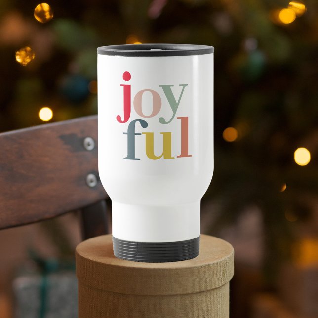 Modern Colourful Joyful Christmas Holiday Gift Travel Mug (Creator Uploaded)