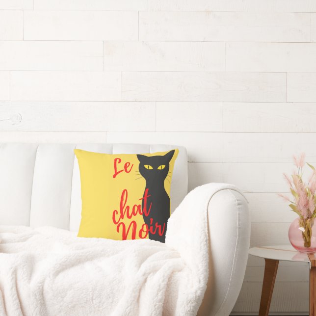 Modern Colourful Le Chat Noir  Cushion (Couch)