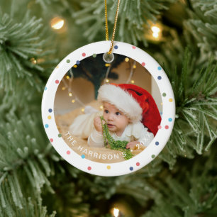 Modern Colourful Lights Photo Ceramic Tree Decoration