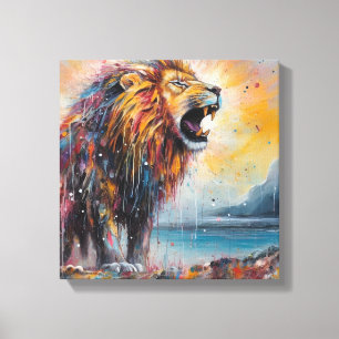 Modern Colourful Lion Art Canvas Print