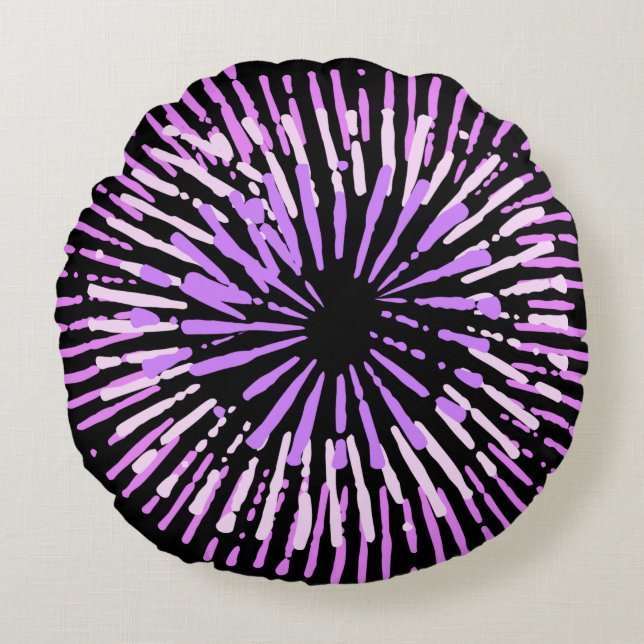 Modern Colourful Magenta Round Throw Pillow (Front)