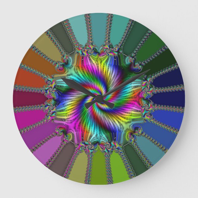 Modern Colourful Mandala Pattern Wall Clock (Front)