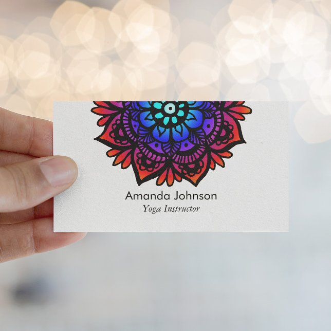 Modern Colourful Mandala Yoga Instructor Business Card (Creator Uploaded)