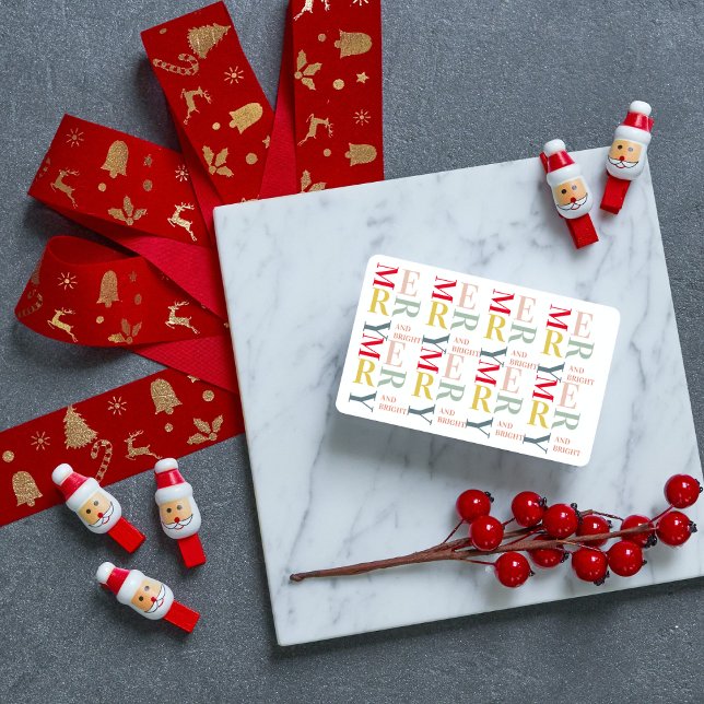 Modern Colourful Merry and Bright | Happy Holidays Business Card (Creator Uploaded)