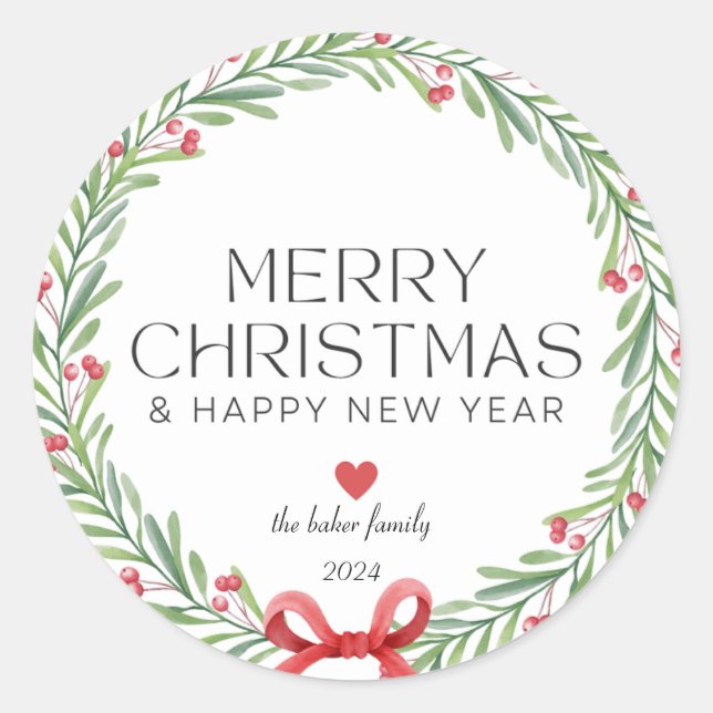 Modern Colourful Merry Christmas Classic Round Sticker (Front)
