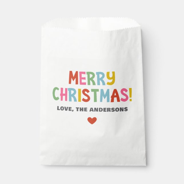Modern Colourful Merry Christmas Favour Bags (Front)