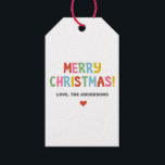 Modern Colourful Merry Christmas Gift Tags<br><div class="desc">A colourful,  fun and festive Christmas sticker. Personalise it with your name.</div>