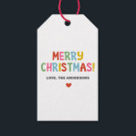 Modern Colourful Merry Christmas Gift Tags<br><div class="desc">A colourful,  fun and festive Christmas sticker. Personalise it with your name.</div>