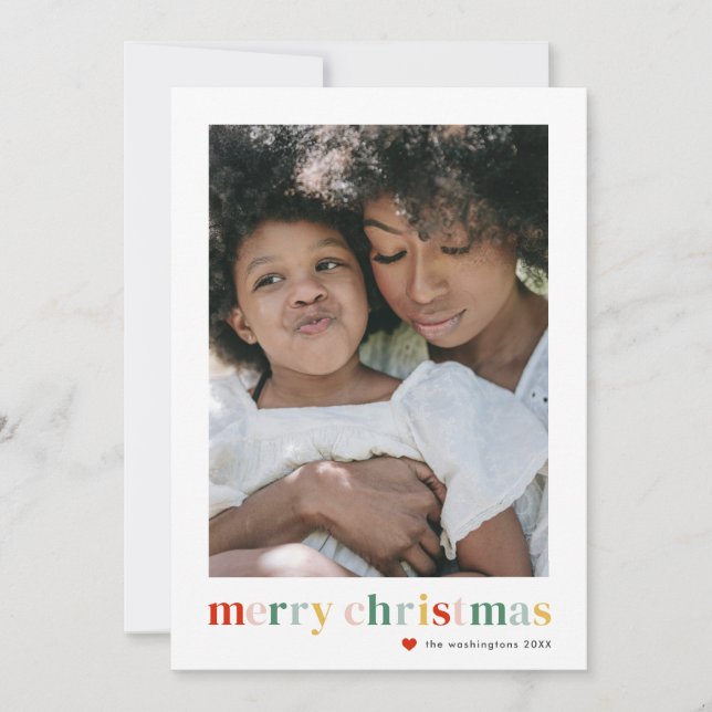 Modern Colourful Merry Christmas Photo Holiday Card (Front)