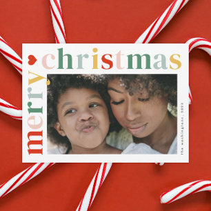 Modern Colourful Merry Christmas Photo Magnet Card