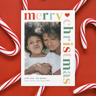 Modern Colourful Merry Christmas Photo Magnet Card