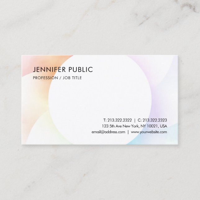 Modern Colourful Minimalist Template Professional Business Card (Front)