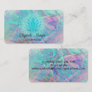 Modern Colourful Opal Lotus  Business Card