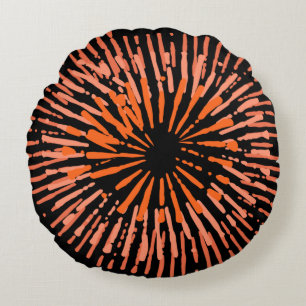 Modern Colourful Orange Round Throw Pillow