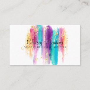 Modern Colourful Painted Brushstrokes Glitter Business Card