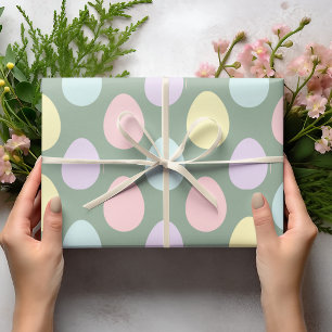 Modern Colourful Pastel Eggs Pattern   Easter  Wra Wrapping Paper