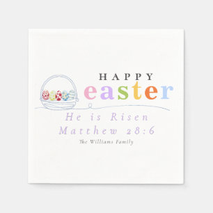 Modern Colourful Pastel Happy Easter Egg Basket Napkin