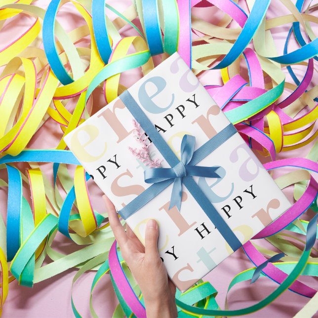 Modern Colourful Pastel Happy Easter Wrapping Paper (Creator Uploaded)