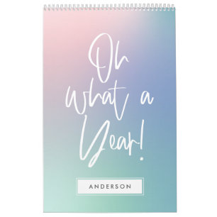 Modern colourful pastel rainbow photo calendar