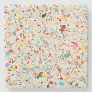 Modern Colourful Pastel Terrazzo Pattern Stone Coaster