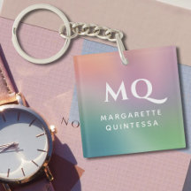 Modern Colourful Pastel White Monogrammed Initial