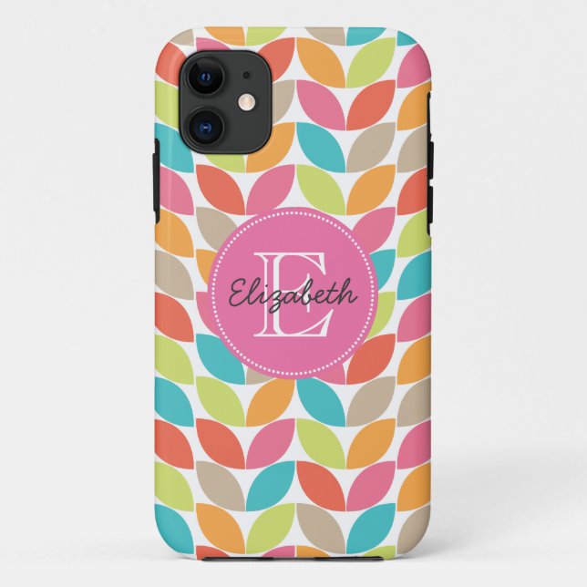 Modern Colourful Pattern Monogrammed Case-Mate iPhone Case (Back)