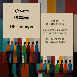 Modern Colourful people silhouettes beige Business Card