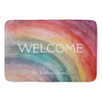 Modern Colourful Personalised Rainbow Doormat