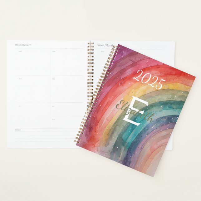 Modern Colourful Personalised Rainbow  Planner (Display)