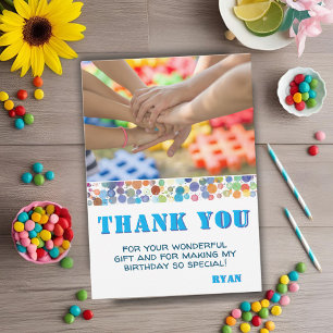 Modern Colourful Photo Birthday Thank You Card