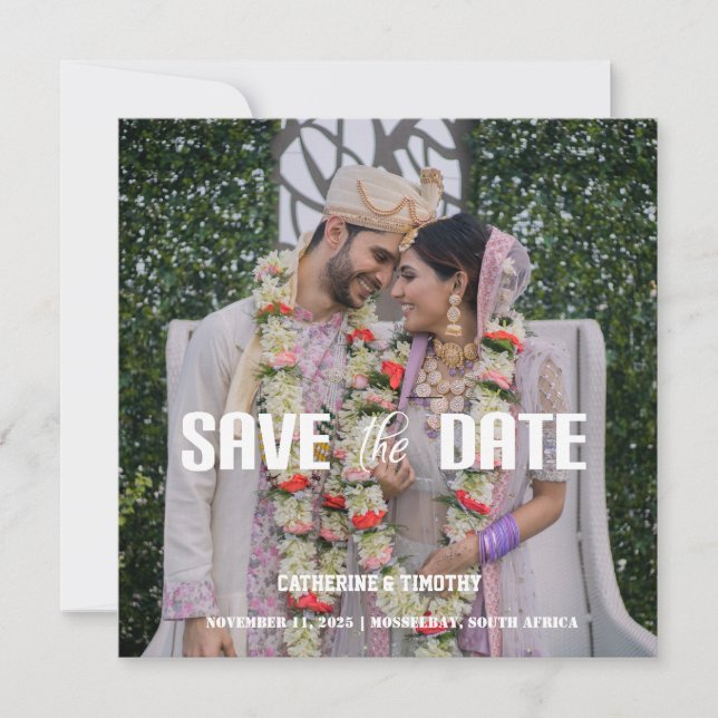 Modern Colourful Photo Wedding  Save The Date (Front)