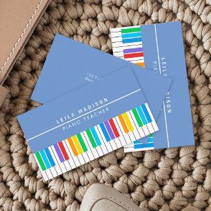 Modern Colourful Piano Keyboard Teacher Business Card