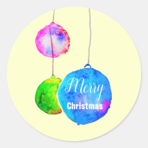 Modern colourful pink and blue Christmas Classic Round Sticker