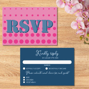 Modern Colourful Pink & Blue Geometric Wedding RSVP Card