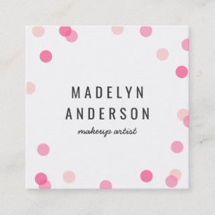 Modern Colourful Pink Confetti Square Business Card