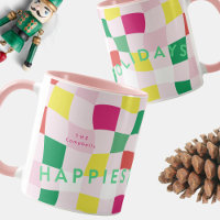Modern Colourful Pink Disco Tartan Plaid Christmas