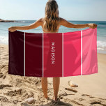Modern Colourful Pinks Colorblock Personalised Nam Beach Towel<br><div class="desc">This colourful and modern design features a colorblock pattern in pink and plum with your personalised name #swimming #beach #towels #vacation</div>