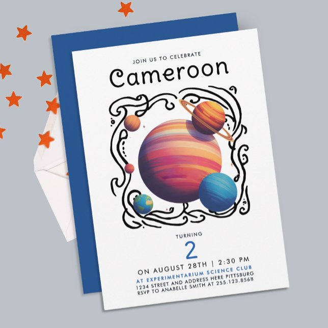 Modern Colourful Planets Moon Cosmic Space Univers Invitation (Creator Uploaded)