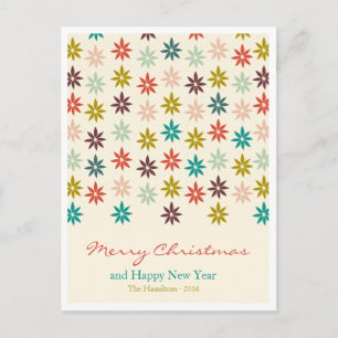 Modern Colourful Poinsettia Christmas Holiday Postcard