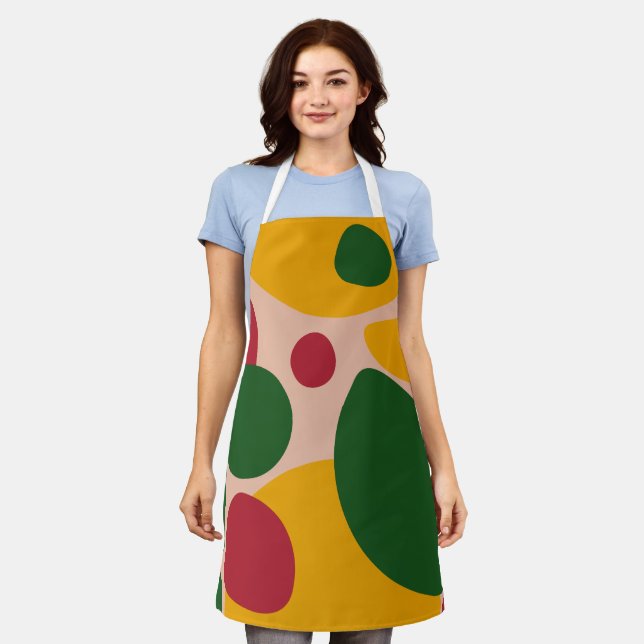 Modern Colourful Polka Dot Apron  (Worn)