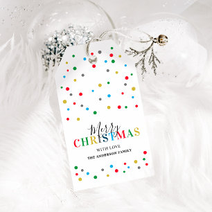 Modern Colourful Polka Dot Merry Christmas Gift Tags